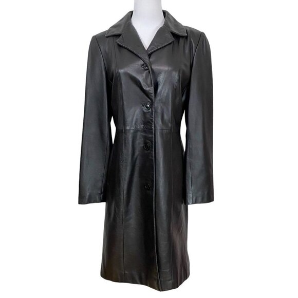 BOD & CHRISTENSEN DARK BROWN LEATHER SINGLE BREASTED MID-LENGTH JACKET COAT - 12 - Picture 2 of 11